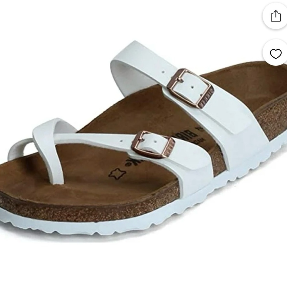 Birkenstock White Sandals with Toe Loop